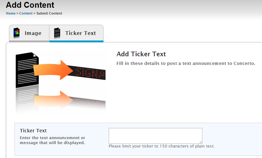 Enter 1-3 sentences for a ticker text message.